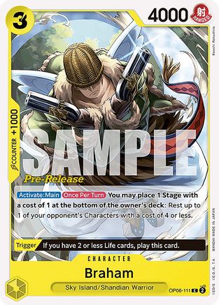 Braham (OP06-111) - Wings of the Captain Pre-Release Cards  [Common]