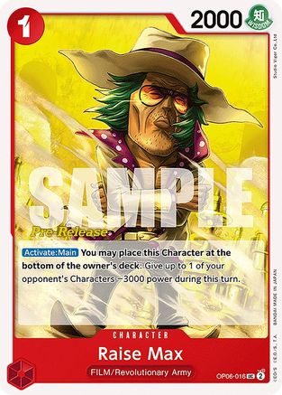 Raise Max (OP06-016) - Wings of the Captain Pre-Release Cards  [Uncommon]
