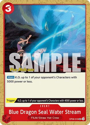 Blue Dragon Seal Water Stream (OP06-019) - Wings of the Captain Pre-Release Cards  [Uncommon]