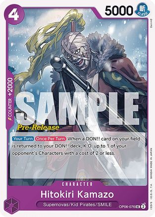 Hitokiri Kamazo (OP06-076) - Wings of the Captain Pre-Release Cards  [Uncommon]