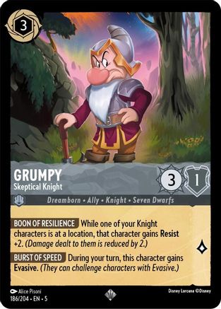Grumpy - Skeptical Knight (186/204) - Shimmering Skies Cold Foil [Super Rare]