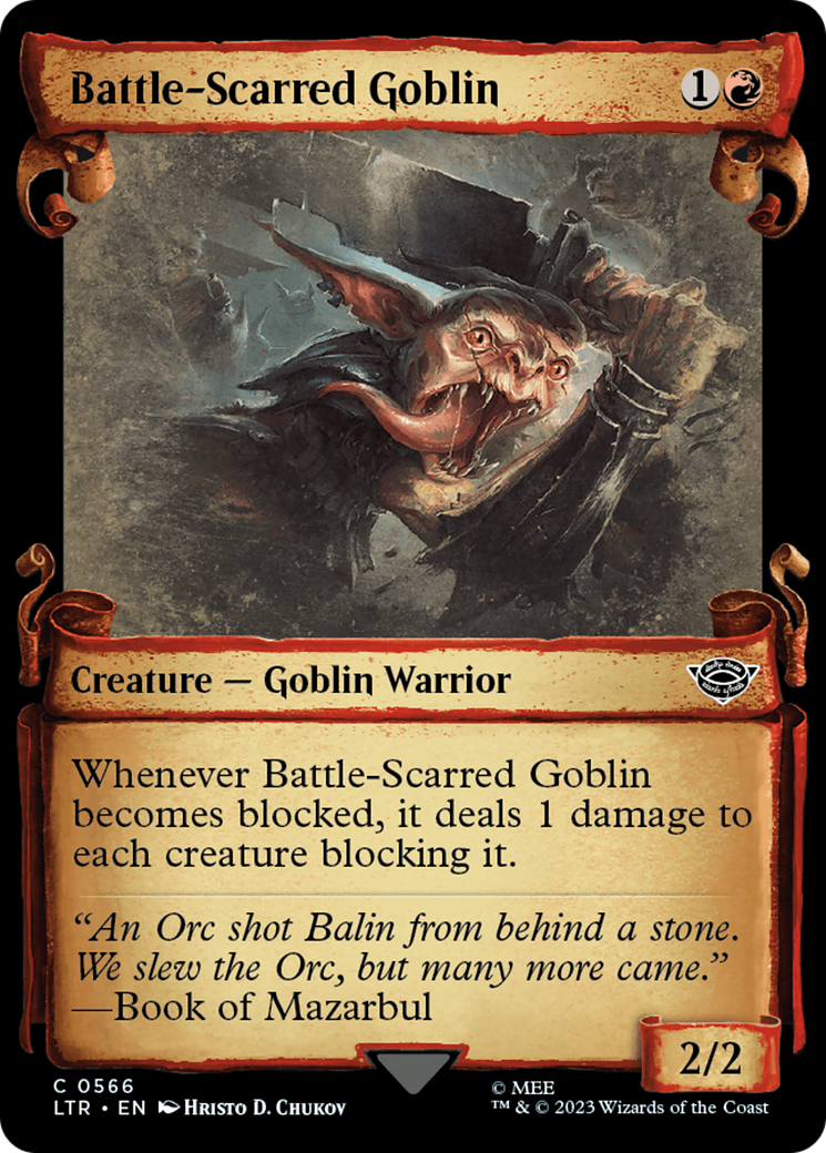 Battle-Scarred Goblin (LTR-566) - The Lord of the Rings: Tales of Middle-earth: (Showcase) Scroll [Common]