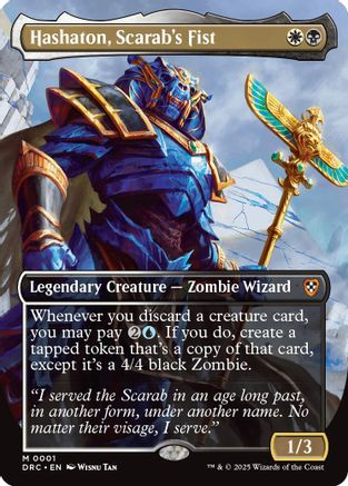 Hashaton, Scarab's Fist (Borderless) (DRC-001) - Commander: Aetherdrift [Mythic]