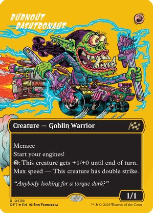 Burnout Bashtronaut (Borderless) (First-Place Foil) (DFT-539) - Aetherdrift Foil [Rare]