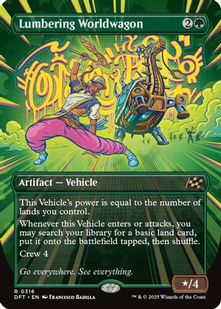 Lumbering Worldwagon (Borderless) (DFT-316) - Aetherdrift Foil [Rare]