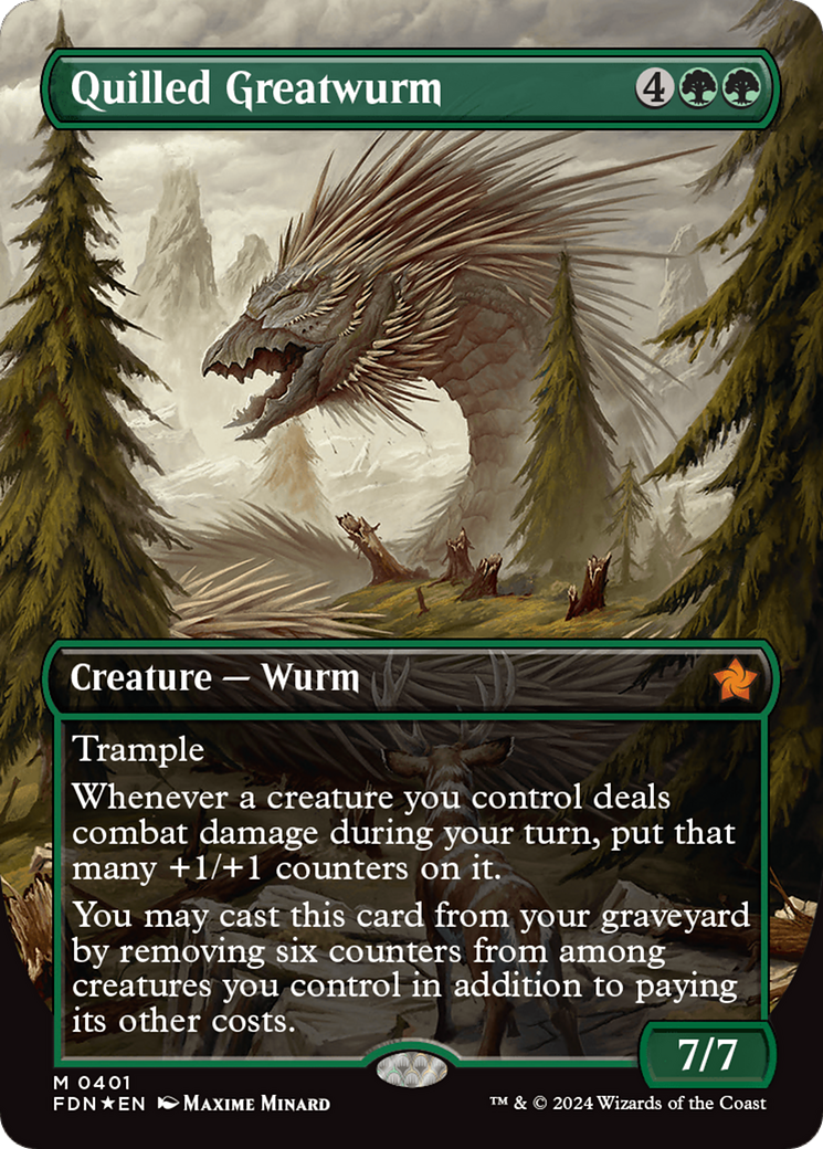 Quilled Greatwurm (FDN-401) - Foundations (Borderless) Foil [Mythic]