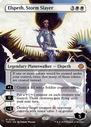 Elspeth, Storm Slayer (Borderless) (TDM-398) - Tarkir: Dragonstorm Foil [Mythic]
