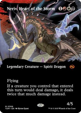 Neriv, Heart of the Storm (Borderless) (TDM-366) - Tarkir: Dragonstorm Foil [Mythic]