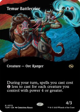 Temur Battlecrier (Borderless) (TDM-372) - Tarkir: Dragonstorm Foil [Rare]