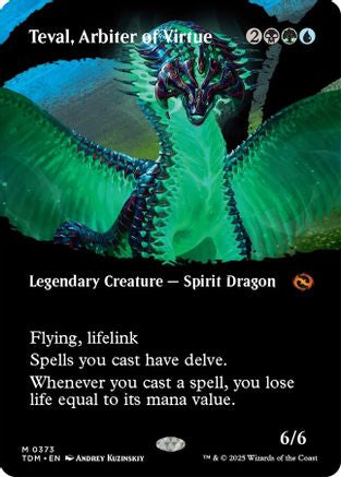 Teval, Arbiter of Virtue (Borderless) (TDM-373) - Tarkir: Dragonstorm [Mythic]
