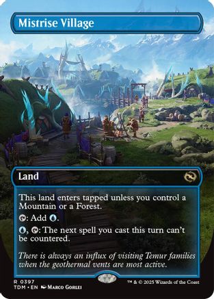 Mistrise Village (Borderless) (TDM-397) - Tarkir: Dragonstorm Foil [Rare]