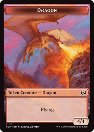 Dragon (0011) // Warrior Double-Sided Token (TDM-11 // 13) - Tarkir: Dragonstorm Foil [Token]