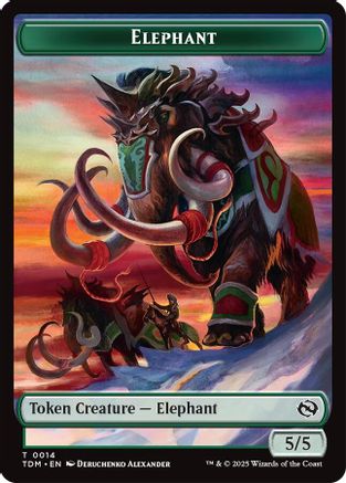 Elephant // Treasure  Double-Sided Token (TDM-14 // 16) - Tarkir: Dragonstorm [Token]