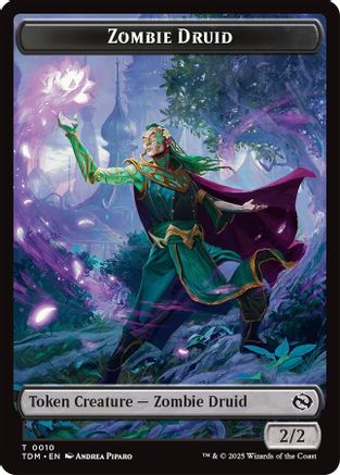 Zombie Druid // Treasure Double-Sided Token (TDM-10 // 16) - Tarkir: Dragonstorm Foil [Token]
