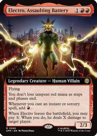 Electro, Assaulting Battery (Extended Art) (SPM-260) - Marvel's Spider-Man Foil [Rare]