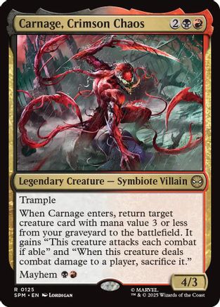 Carnage, Crimson Chaos (SPM-125) - Marvel's Spider-Man Foil [Rare]