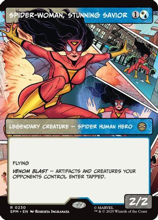 Spider-Woman, Stunning Savior (Borderless) (SPM-230) - Marvel's Spider-Man Foil [Rare]