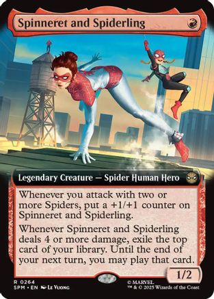 Spinneret and Spiderling (Extended Art) (SPM-264) - Marvel's Spider-Man [Rare]