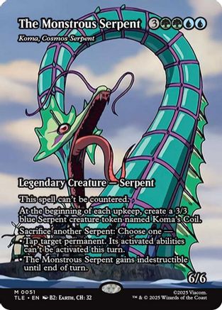 The Monstrous Serpent - Koma, Cosmos Serpent (Borderless) (TLE-051) - Avatar: The Last Airbender: Eternal-Legal Foil [Mythic]