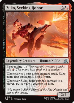 Zuko, Seeking Honor (TLE-150) - Avatar: The Last Airbender: Eternal-Legal Foil [Uncommon]
