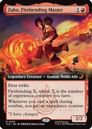 Zuko, Firebending Master (Extended Art) (TLE-200) - Avatar: The Last Airbender: Eternal-Legal Foil [Mythic]