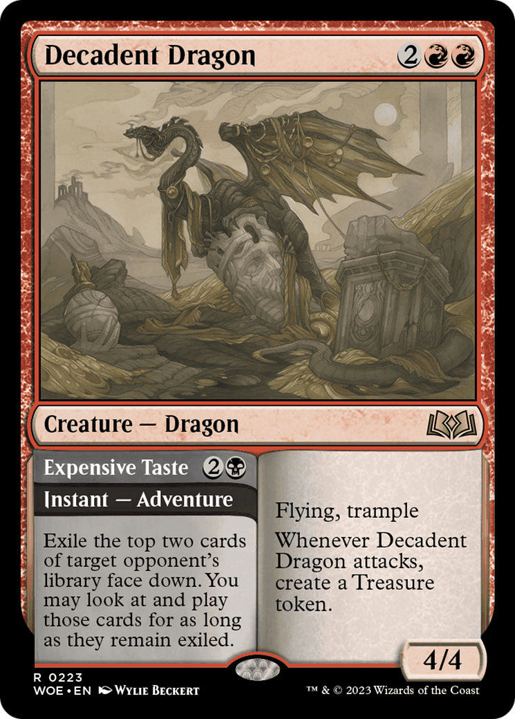 Decadent Dragon // Expensive Taste (WOE-223) - Wilds of Eldraine [Rare]
