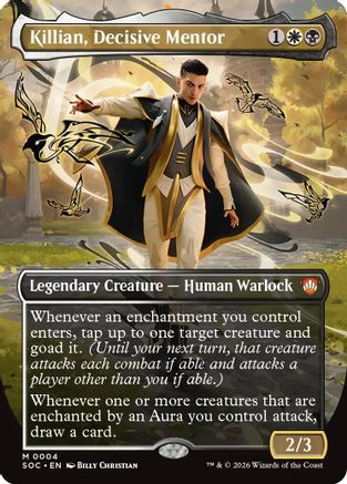 Killian, Decisive Mentor (Borderless) (SOC-004) - Commander: Secrets of Strixhaven Foil [Mythic]