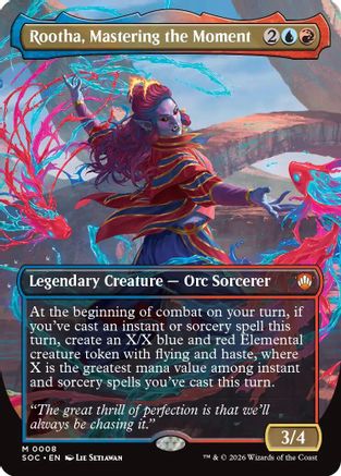 Rootha, Mastering the Moment (Borderless) (SOC-008) - Commander: Secrets of Strixhaven [Mythic]