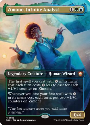 Zimone, Infinite Analyst (Borderless) (SOC-010) - Commander: Secrets of Strixhaven [Mythic]