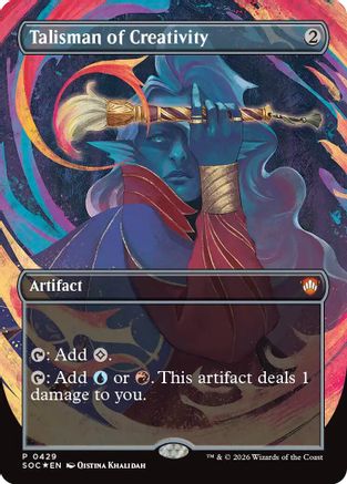 Talisman of Creativity (Borderless) (SOC-429) - Commander: Secrets of Strixhaven Foil [Promo]