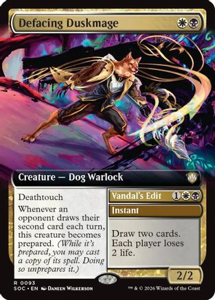 Defacing Duskmage (Extended Art) (SOC-093) - Commander: Secrets of Strixhaven [Rare]