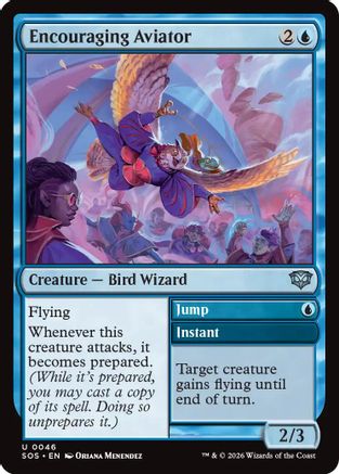 Encouraging Aviator (SOS-046) - Secrets of Strixhaven Foil [Uncommon]