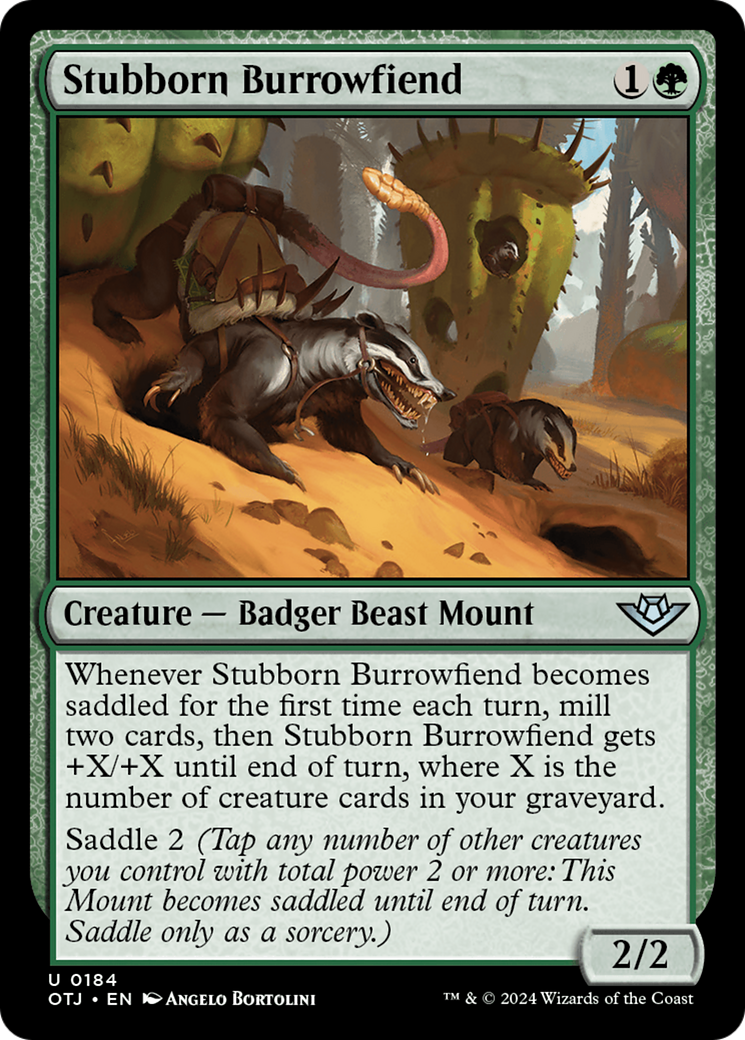 Stubborn Burrowfiend (OTJ-184) - Outlaws of Thunder Junction Foil [Uncommon]