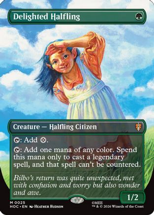 Delighted Halfling (Borderless) (HOC-025) - The Hobbit: Eternal-Legal Foil [Mythic]