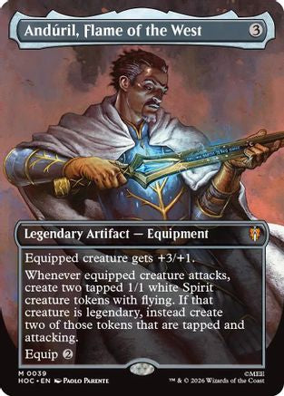 Anduril, Flame of the West (Borderless) (HOC-039) - The Hobbit: Eternal-Legal Foil [Mythic]