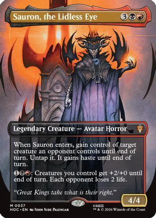 Sauron, the Lidless Eye (Borderless) (HOC-037) - The Hobbit: Eternal-Legal Foil [Mythic]