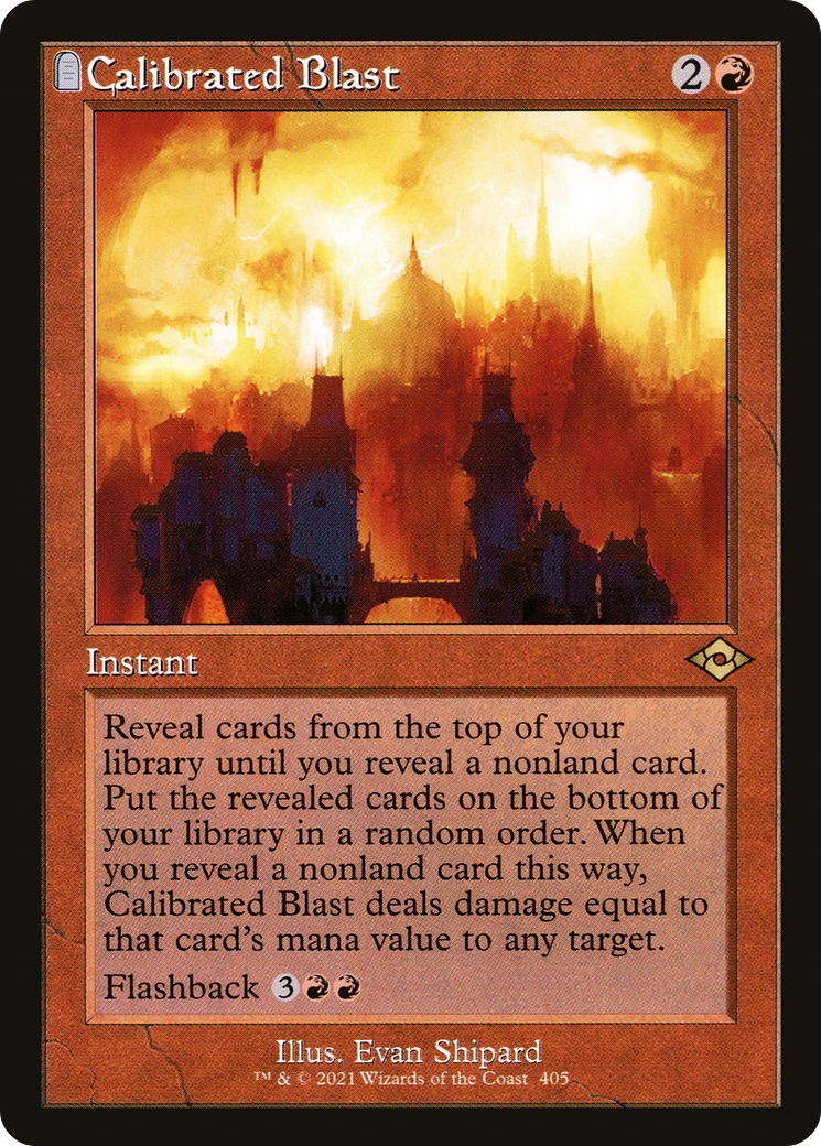 Calibrated Blast (MH2-405) - Modern Horizons 2: (tombstone) Foil [Rare] Retro Frame