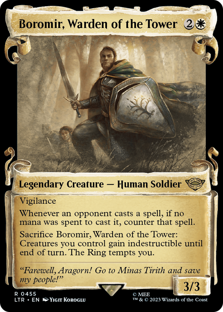 Boromir, Warden of the Tower (LTR-455) - The Lord of the Rings: Tales of Middle-earth: (Showcase) Scroll [Rare]
