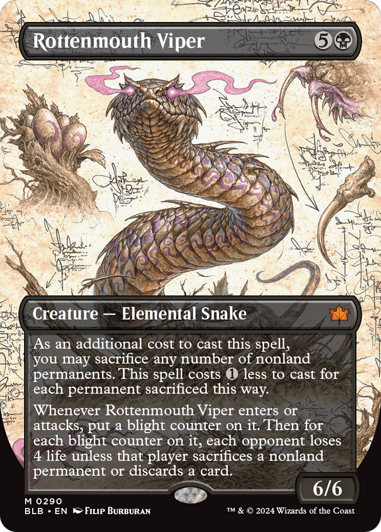Rottenmouth Viper (BLB-290) - Bloomburrow: (Showcase) (Borderless) Foil [Mythic]