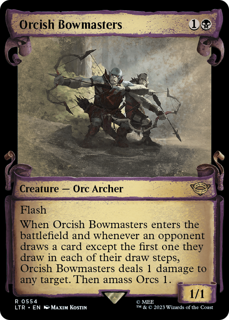 Orcish Bowmasters (LTR-554) - The Lord of the Rings: Tales of Middle-earth: (Showcase) Scroll Foil [Rare]