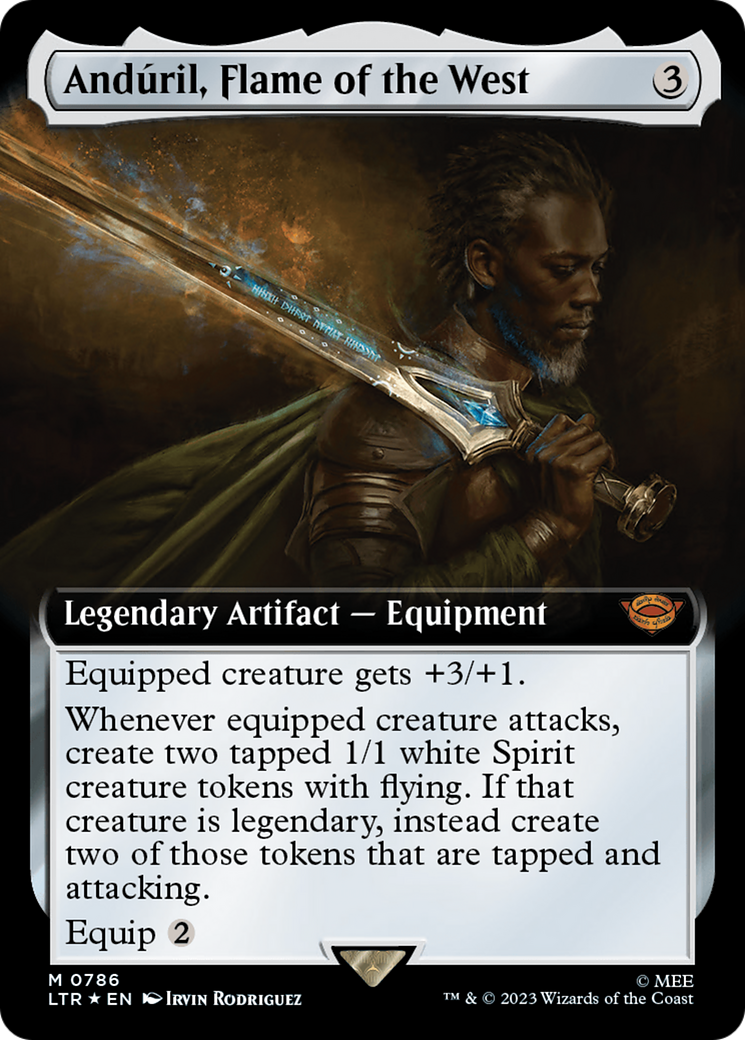 Andúril, Flame of the West (LTR-786) - The Lord of the Rings: Tales of Middle-earth: (Extended Art) Surge Foil [Mythic]