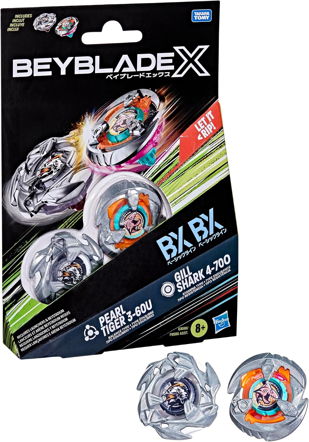 Beyblade BBX Dual Pack - Pearl Tiger 3-60 U Gill Shark 4-70 O