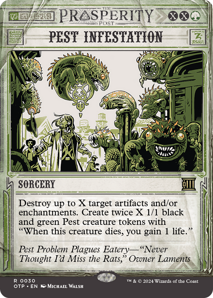 Pest Infestation (OTP-030) - Breaking News: (Showcase) (Borderless) Foil [Rare]