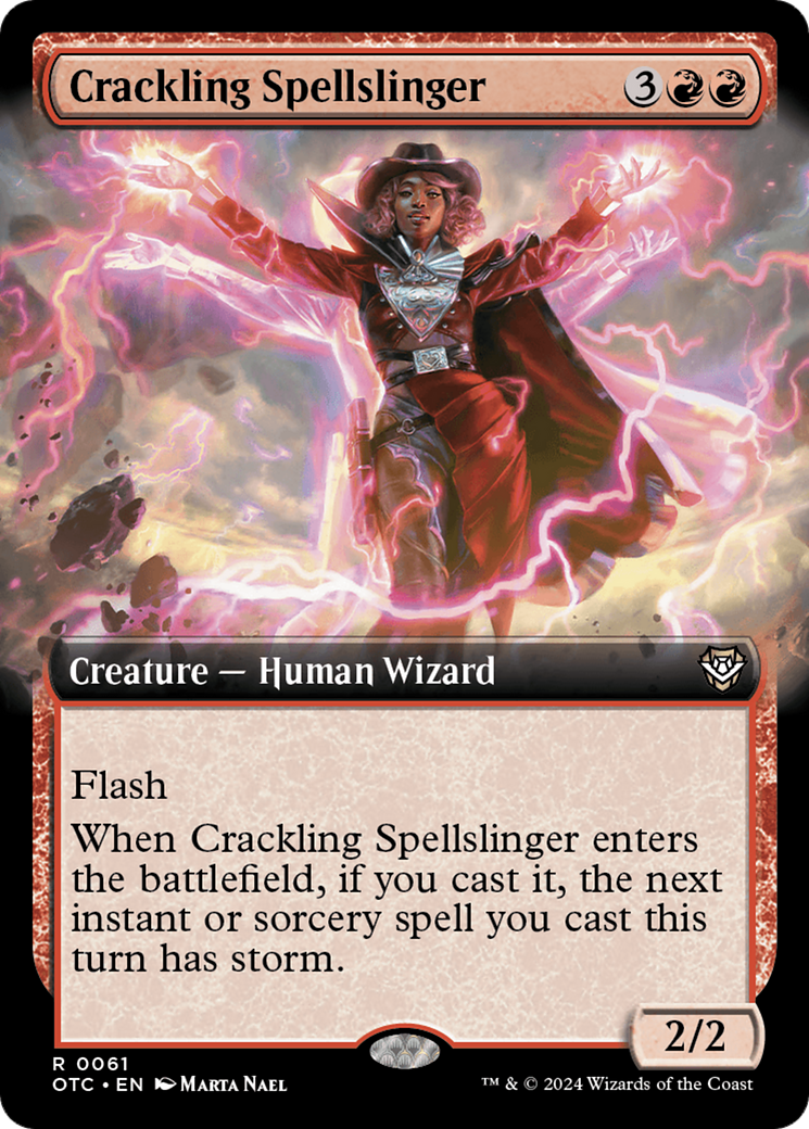Crackling Spellslinger (OTC-061) - Outlaws of Thunder Junction Commander: (Extended Art) [Rare]