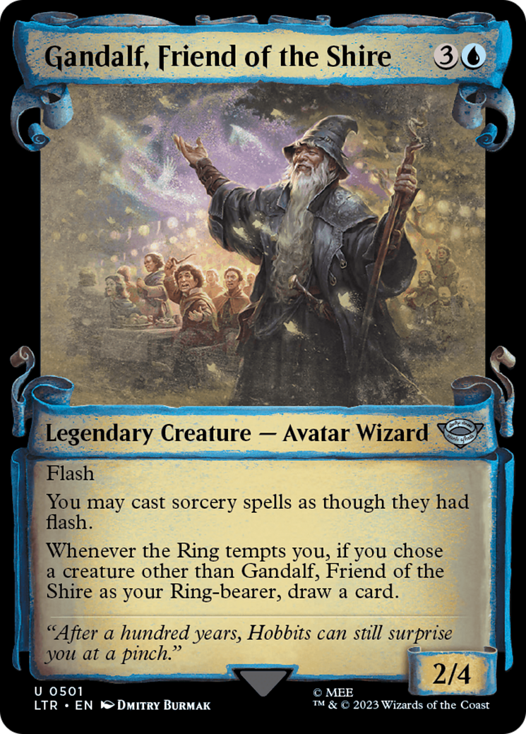Gandalf, Friend of the Shire (LTR-501) - The Lord of the Rings: Tales of Middle-earth: (Showcase) Scroll Foil [Uncommon]