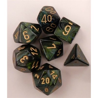 Chessex - 7-Dice Set - Scarab - Jade/Gold (Polyhedral)
