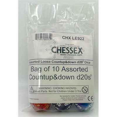 Chessex - Count Up & Down: Bag Of 10 Assorted D20