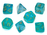 Chessex - 7-Dice Set - Borealis - Teal/Gold Luminary (Polyhedral)