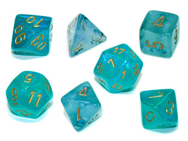 Chessex - 7-Dice Set - Borealis - Teal/Gold Luminary (Polyhedral)