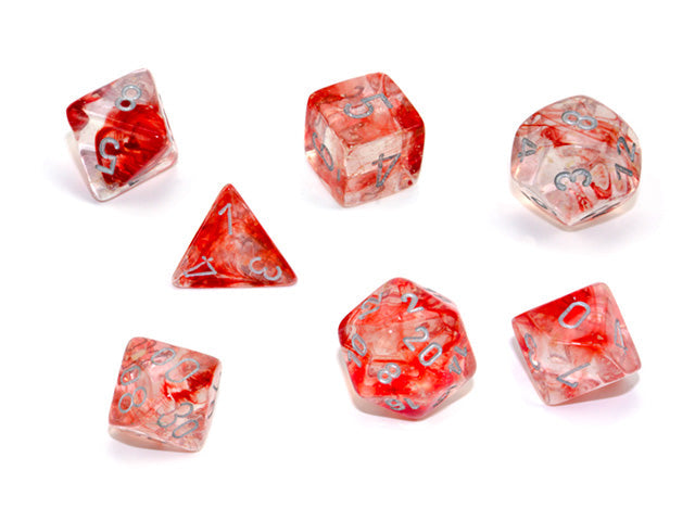 Chessex - 7-Dice Set - Nebula - Red/Silver Luminary (Polyhedral)